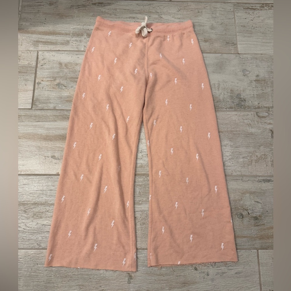 Theo & Spence Pink Drawstring Lounge Pants with Lightning Print Size S